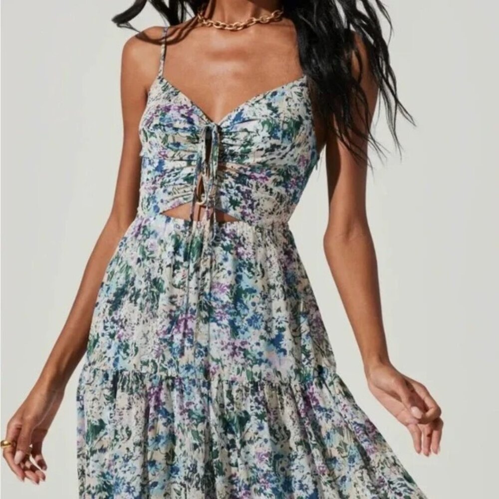 ASTR the Label Brandy Floral Cinched Cutout Maxi Dress